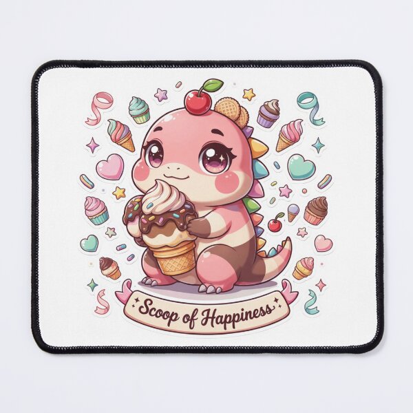 Item preview, Scoop of Happiness Kawaii Baby Dinosaur Ice Cream T-Shirt – Cute Pastel Dessert Sticker Gift for Kawaii Lovers & Sweet Treat Fans designed and sold by GemBob Creations.