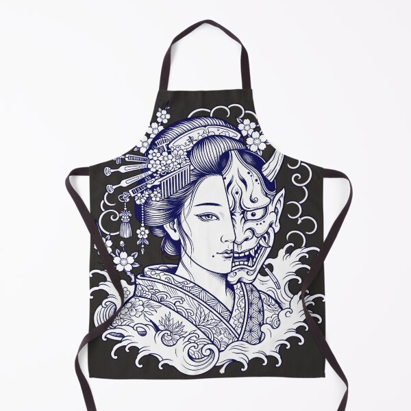 Item preview, Cyberpunk Blue Geisha Hannya - Neon Japanese Tattoo Art Sticker designed and sold by Neo Tokio.