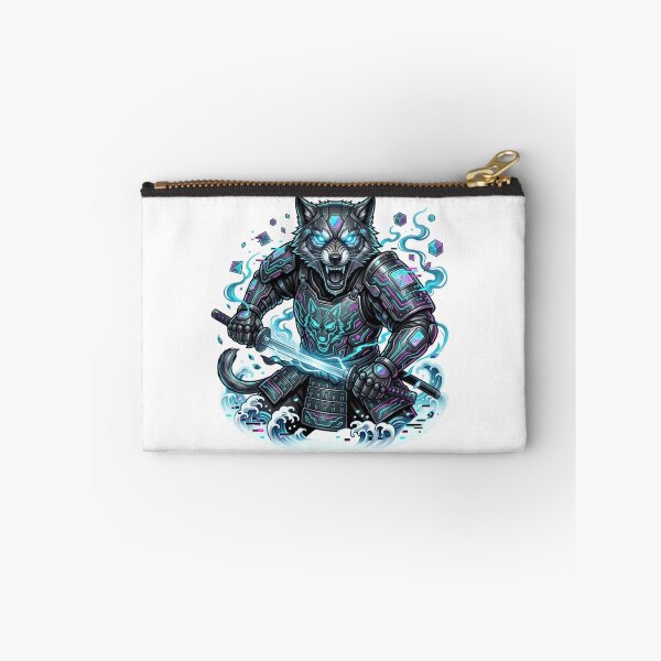 Item preview, Cyber Samurai Wolf Warrior | Neon Futuristic Wolf Sticker Design designed and sold by Shivamartwark.