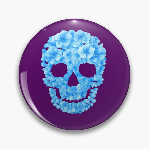 Item preview, Blue Floral Skull | Cute Gothic Flower Skull designed and sold by med-lavender-ee.