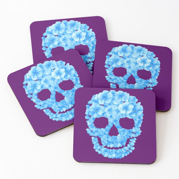 Item preview, Blue Floral Skull | Cute Gothic Flower Skull designed and sold by med-lavender-ee.