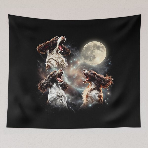 Item preview, English Springer Spaniel Howling Moon Lover Dog designed and sold by MosaikkiArt.