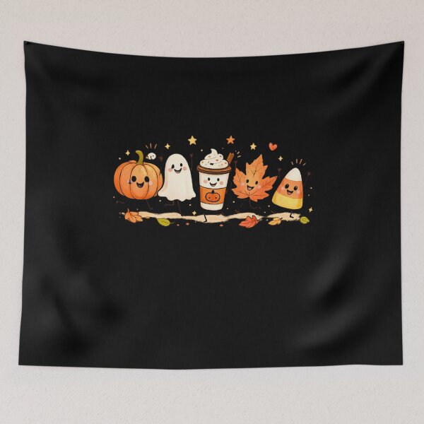 Item preview, Cute Thanksgiving Friends Kawaii Pumpkin Ghost Coffee Leaf Candy Corn designed and sold by bilal sibgui.