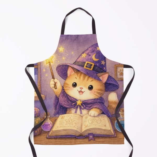 Item preview, Cozy Watercolor Wizard Cat in Magical Library designed and sold by Softie Sticker Studio.