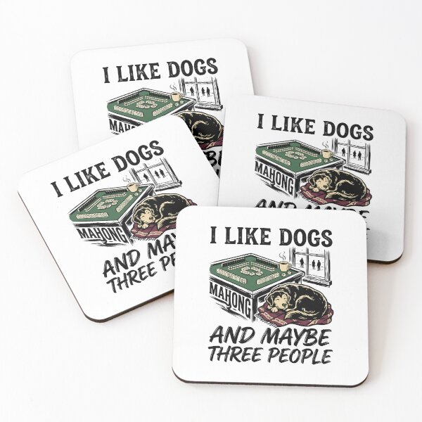 Item preview, I Like Dogs Mahjong And Maybe Three People Funny Retro Design designed and sold by get55shirt.