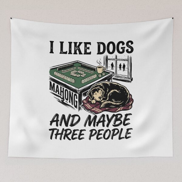 Item preview, I Like Dogs Mahjong And Maybe Three People Funny Retro Design designed and sold by get55shirt.