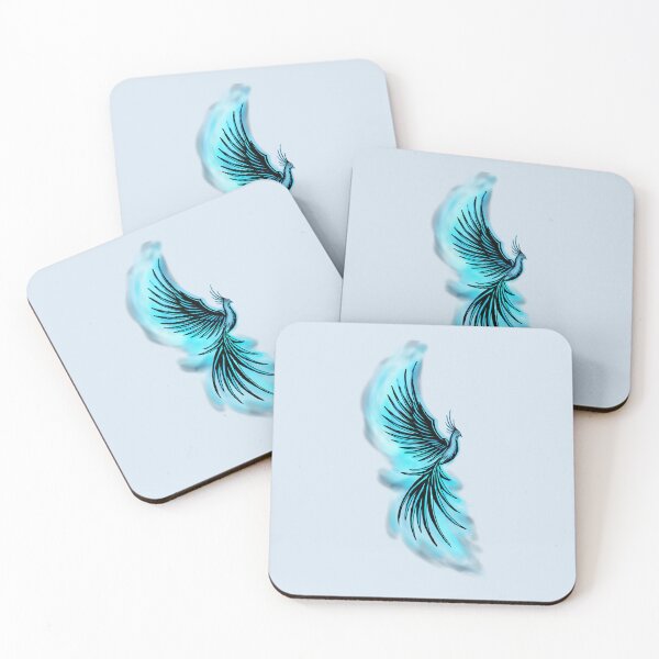 Item preview, Electric Blue Phoenix - Neon Flame Firebird Fantasy Art designed and sold by URSM.