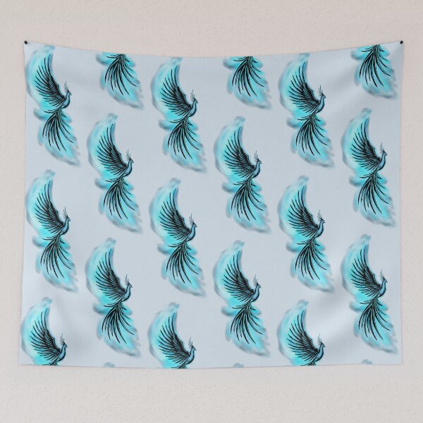 Item preview, Electric Blue Phoenix - Neon Flame Firebird Fantasy Art designed and sold by URSM.