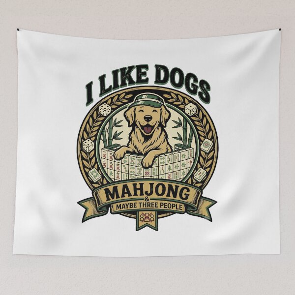 Item preview, I Like Dogs Mahjong And Maybe Three People Funny Introvert Quote designed and sold by get55shirt.