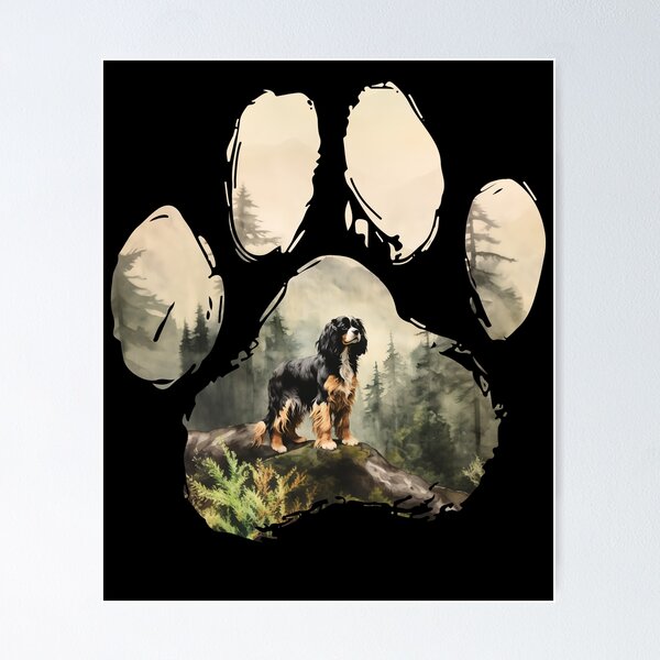 Item preview, Funny Cavalier King Charles Spaniel Paw Foggy Mountain Tree Mom Dad Kids designed and sold by rafaeltto.