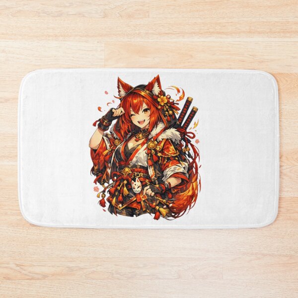 Item preview, Kitsune Samurai Girl with Fox Mask and Katana Swords designed and sold by IMOBILYARI VibeCore.