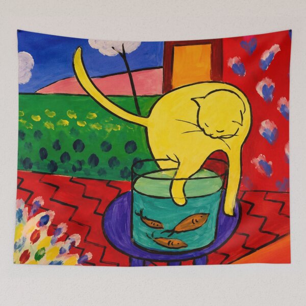 Item preview, Cat With Red Fish by Henri Matisse - Colorful Cat Painting Naive Art Fish Bowl Whimsical Cat Lovers Gift designed and sold by RickE.