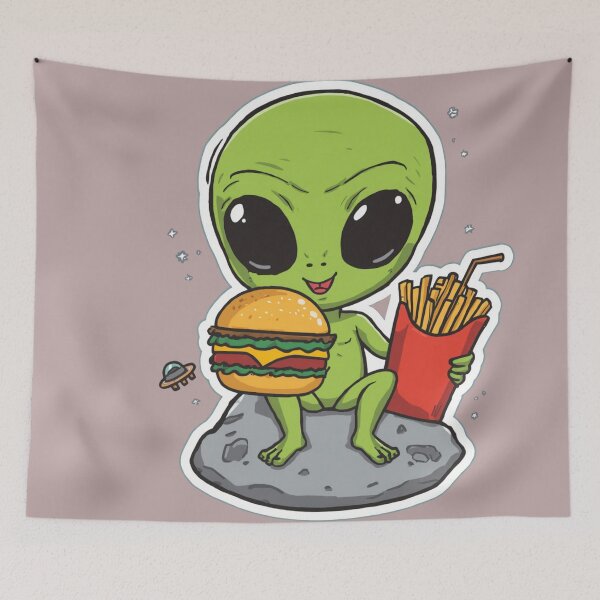 Item preview, Worth the Trip | Cute Alien Enjoying Earth Food designed and sold by SmokingAlien.