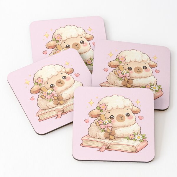 Item preview, Cute Kawaii Lamb Holding Floral Cross | Christian Faith Sticker | Pastel Bible Art designed and sold by StickyDelights.