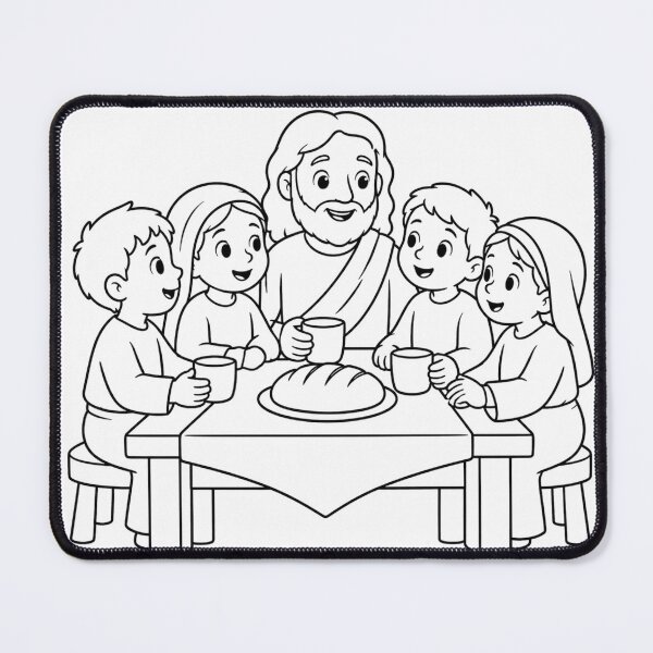 Item preview, Jesus with Children Coloring Page – Bible Story Line Art for Kids designed and sold by Krzepcia.