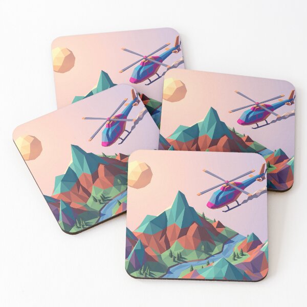 Item preview, Low Poly Helicopter Mountain Landscape designed and sold by Design-Illusi0n.