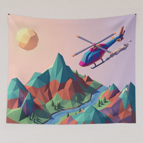 Item preview, Low Poly Helicopter Mountain Landscape designed and sold by Design-Illusi0n.