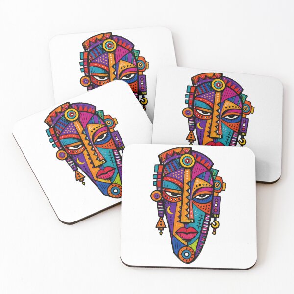 Item preview, Rainbow Totem Sentinel Abstract Mask designed and sold by MiszungART.