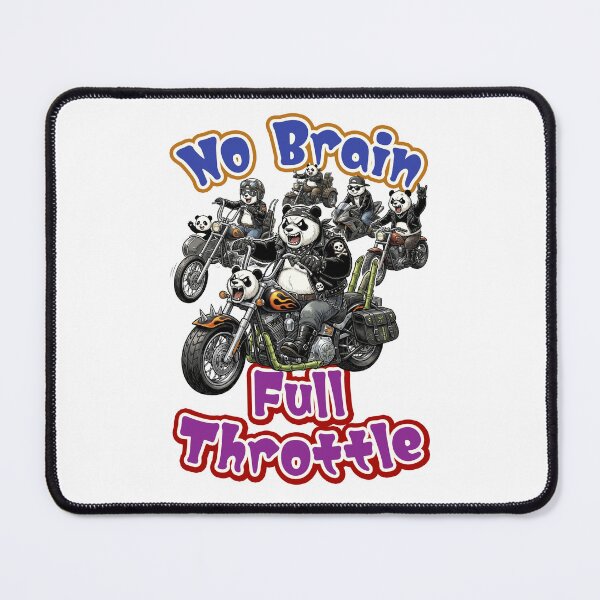 Item preview, No Brain Full Throttle Biker gang Panda designed and sold by LOVEARTDESIGN.