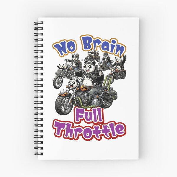 Item preview, No Brain Full Throttle Biker gang Panda designed and sold by LOVEARTDESIGN.