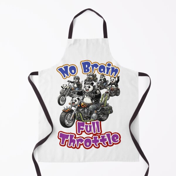 Item preview, No Brain Full Throttle Biker gang Panda designed and sold by LOVEARTDESIGN.