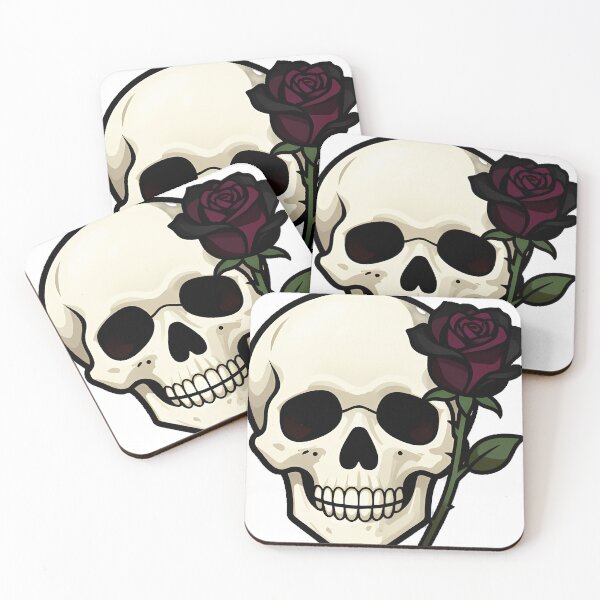 Artikelvorschau, Gothic-Totenkopf mit schwarzer Rose entworfen und verkauft von IllumeInk.