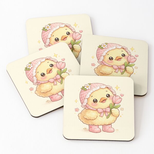 Item preview, Cute Kawaii Duck with Tulip | Pastel Spring Duckling Sticker | Cottagecore Animal Art designed and sold by StickyDelights.