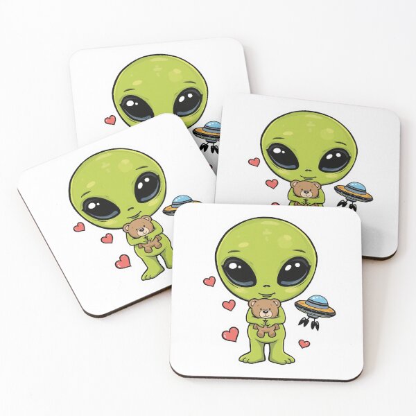 Item preview, Cute Alien Hugging Teddy Bear | Wholesome Space Cartoon designed and sold by SmokingAlien.