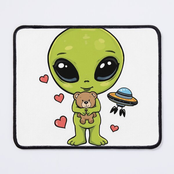 Item preview, Cute Alien Hugging Teddy Bear | Wholesome Space Cartoon designed and sold by SmokingAlien.