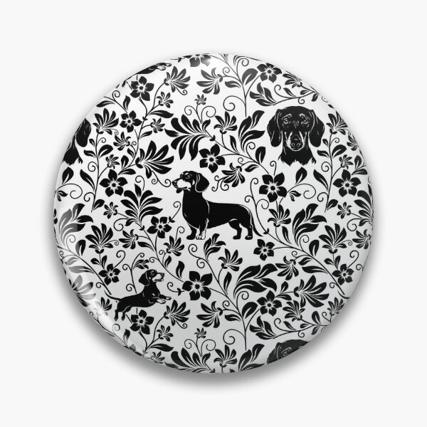 Item preview, Smooth Dachshund Floral Pattern | Elegant Botanical Dog Design Black designed and sold by WildLakePatterns.