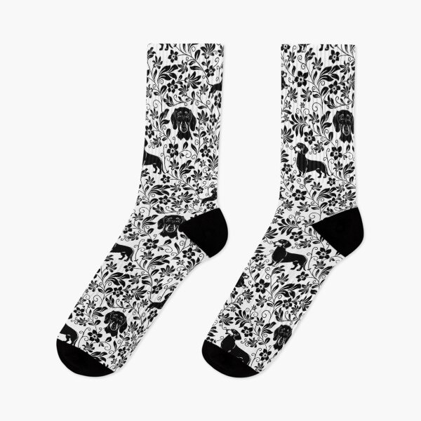 Item preview, Smooth Dachshund Floral Pattern | Elegant Botanical Dog Design Black designed and sold by WildLakePatterns.
