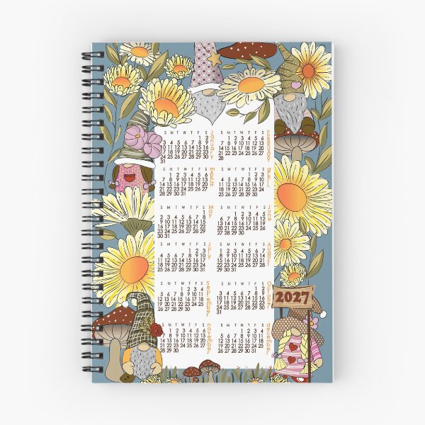 Item preview, Gnomes in a field of daisies Calendar 2027 designed and sold by PerlaDesignArt.