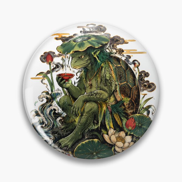 Item preview, Kappa Yokai Art – Japanese Water Spirit Lotus Ukiyo-e Style Illustration designed and sold by kaxymax.