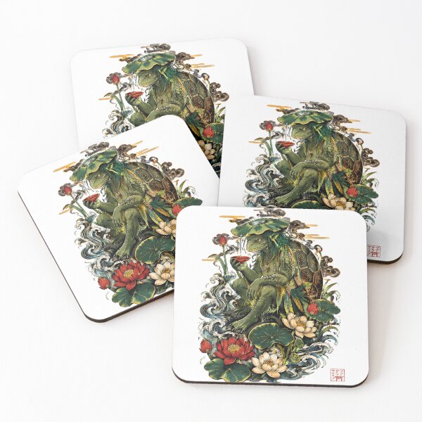 Item preview, Kappa Yokai Art – Japanese Water Spirit Lotus Ukiyo-e Style Illustration designed and sold by kaxymax.