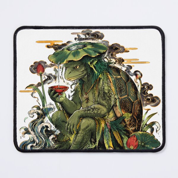 Item preview, Kappa Yokai Art – Japanese Water Spirit Lotus Ukiyo-e Style Illustration designed and sold by kaxymax.