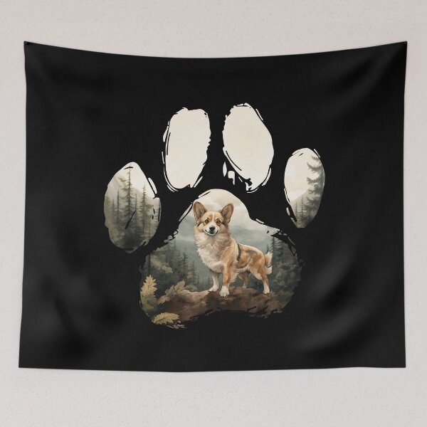 Item preview, Funny Dilute Sable Corgi Paw Foggy Mountain Tree Mom Dad Kids designed and sold by rafaeltto.