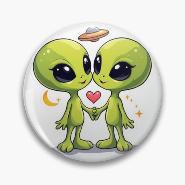 Item preview, Love Across the Galaxy | Cute Alien Couple designed and sold by SmokingAlien.