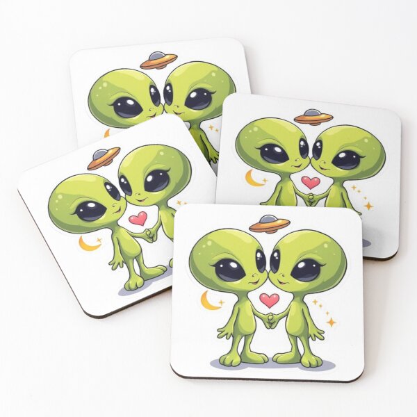 Item preview, Love Across the Galaxy | Cute Alien Couple designed and sold by SmokingAlien.