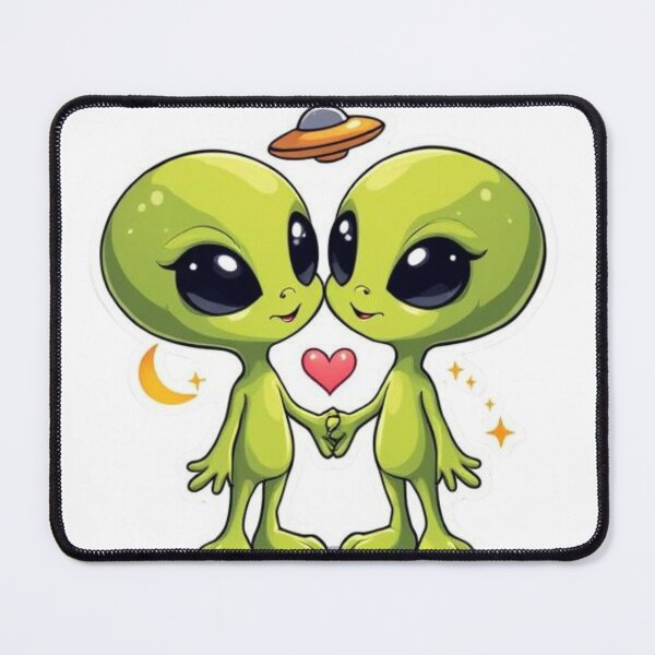 Item preview, Love Across the Galaxy | Cute Alien Couple designed and sold by SmokingAlien.