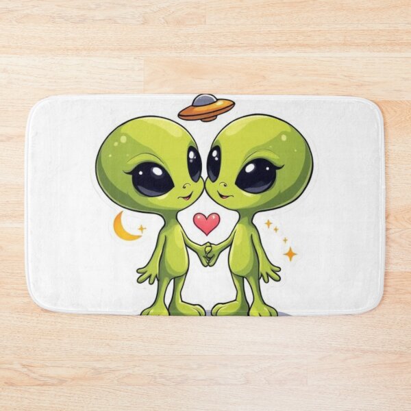 Item preview, Love Across the Galaxy | Cute Alien Couple designed and sold by SmokingAlien.