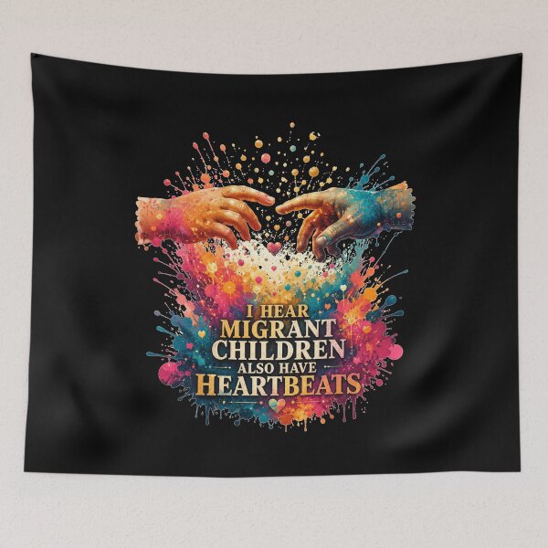 Item preview, I Hear Migrant Children Also Have Heartbeats Hands Reaching Splash Art Gift for Advocates designed and sold by Nightarel.