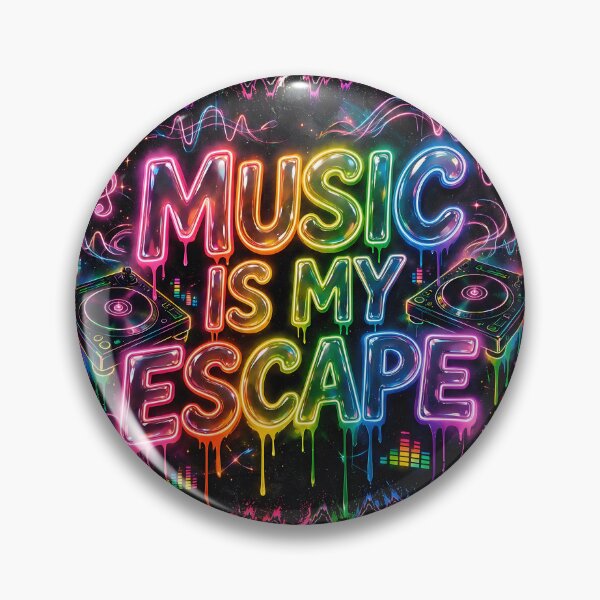 Item preview, Music Is My Escape – Neon Graffiti Quote 2 designed and sold by RH Design Lab.