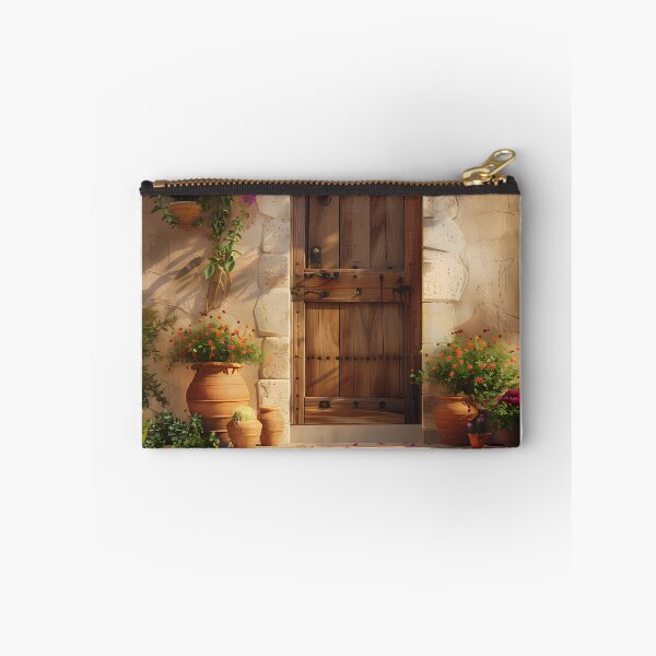 Item preview, Rustic Mediterranean Wooden Door Floral Steps Wall Art designed and sold by Emberearth.