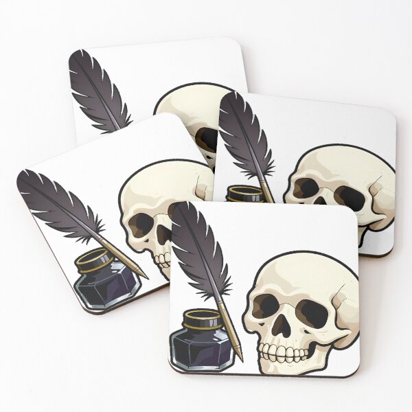 Item preview, Gothic Skull with Quill and Ink designed and sold by IllumeInk.