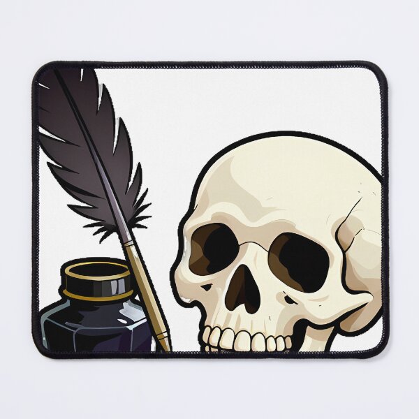 Item preview, Gothic Skull with Quill and Ink designed and sold by IllumeInk.
