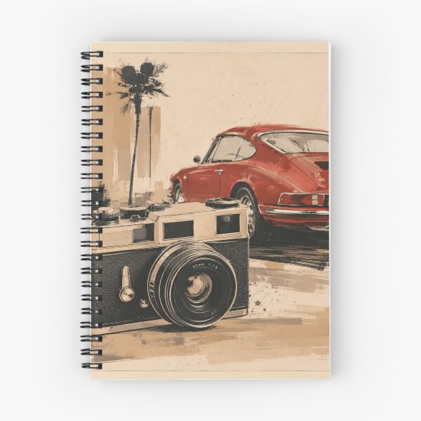 Item preview, Vintage Retro Camera & Red Classic Car – Premium Travel Aesthetic Wall Art designed and sold by AstraDrip Studio.