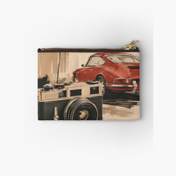 Item preview, Vintage Retro Camera & Red Classic Car – Premium Travel Aesthetic Wall Art designed and sold by AstraDrip Studio.