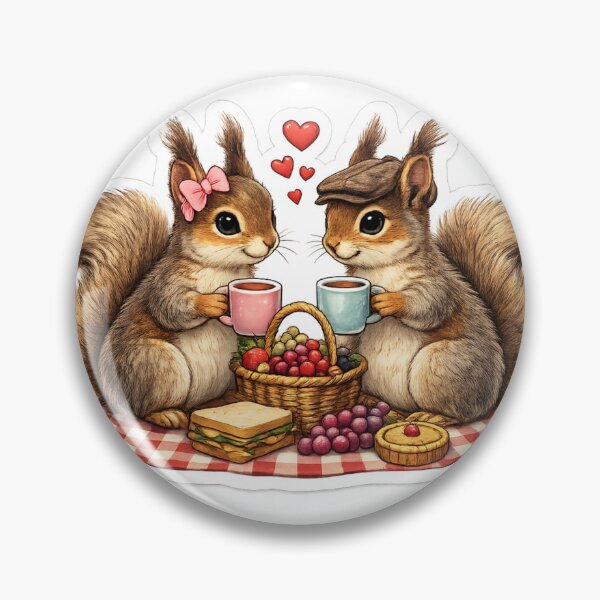 Item preview, Romantic Squirrel Picnic Sticker | Cute Woodland Couple with Coffee, Picnic Basket & Hearts designed and sold by D S DESIGNS .