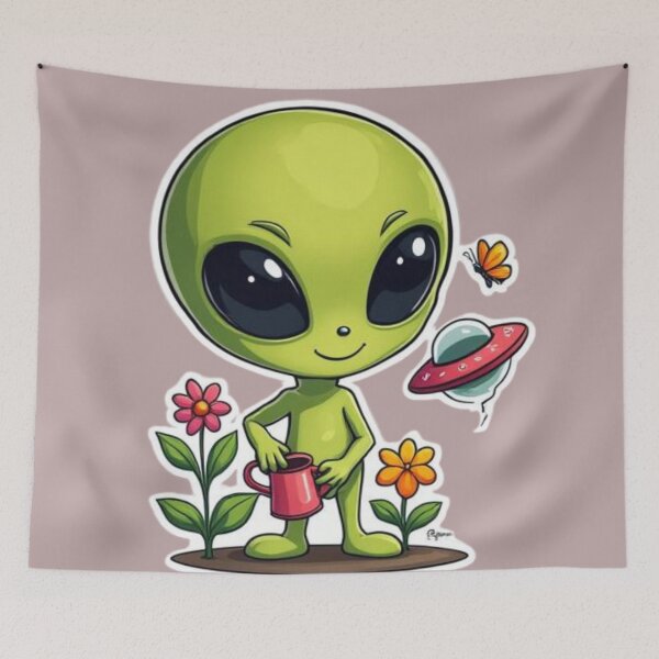 Item preview, Blooming Across the Galaxy | Cute Alien Gardener designed and sold by SmokingAlien.