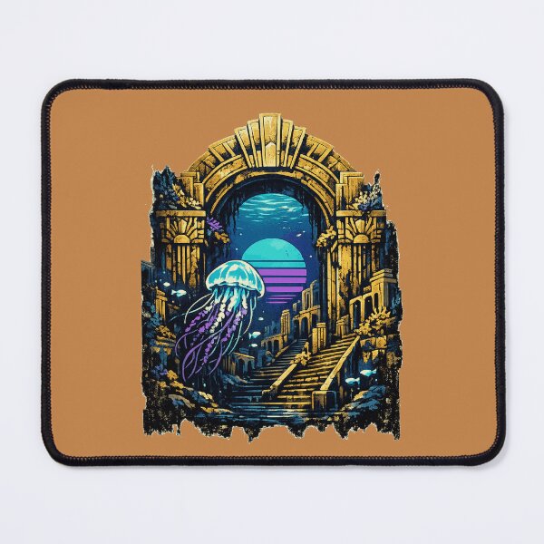 Item preview, Neon Retro Anime Sunken Atlantis Plaza designed and sold by KungPowUnicorn.